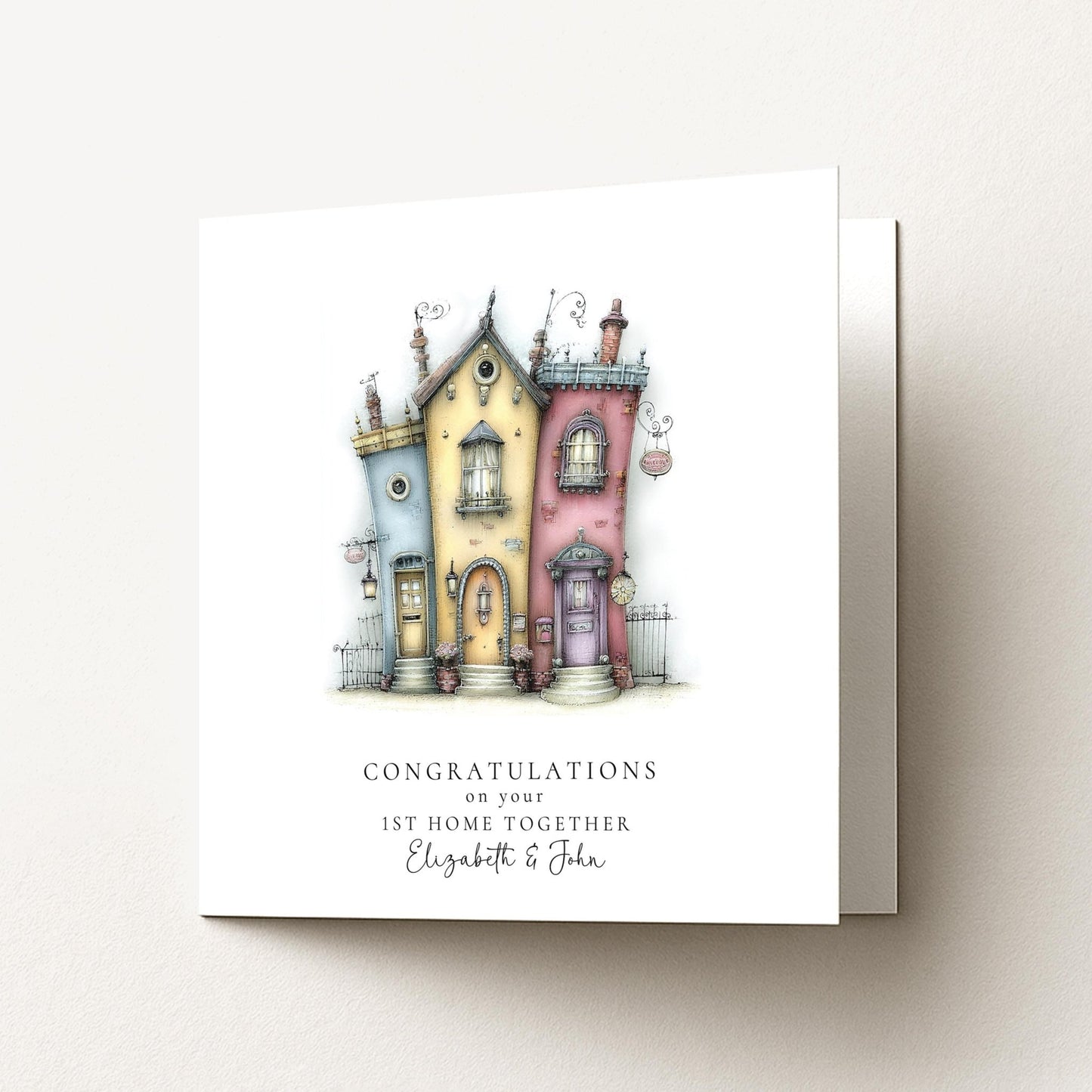 Personalised New Home Card – Colourful House Illustration | Matte Finish Card - Whimsi Lilley
