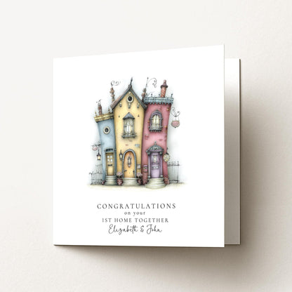 Personalised New Home Card – Colourful House Illustration | Matte Finish Card - Whimsi Lilley
