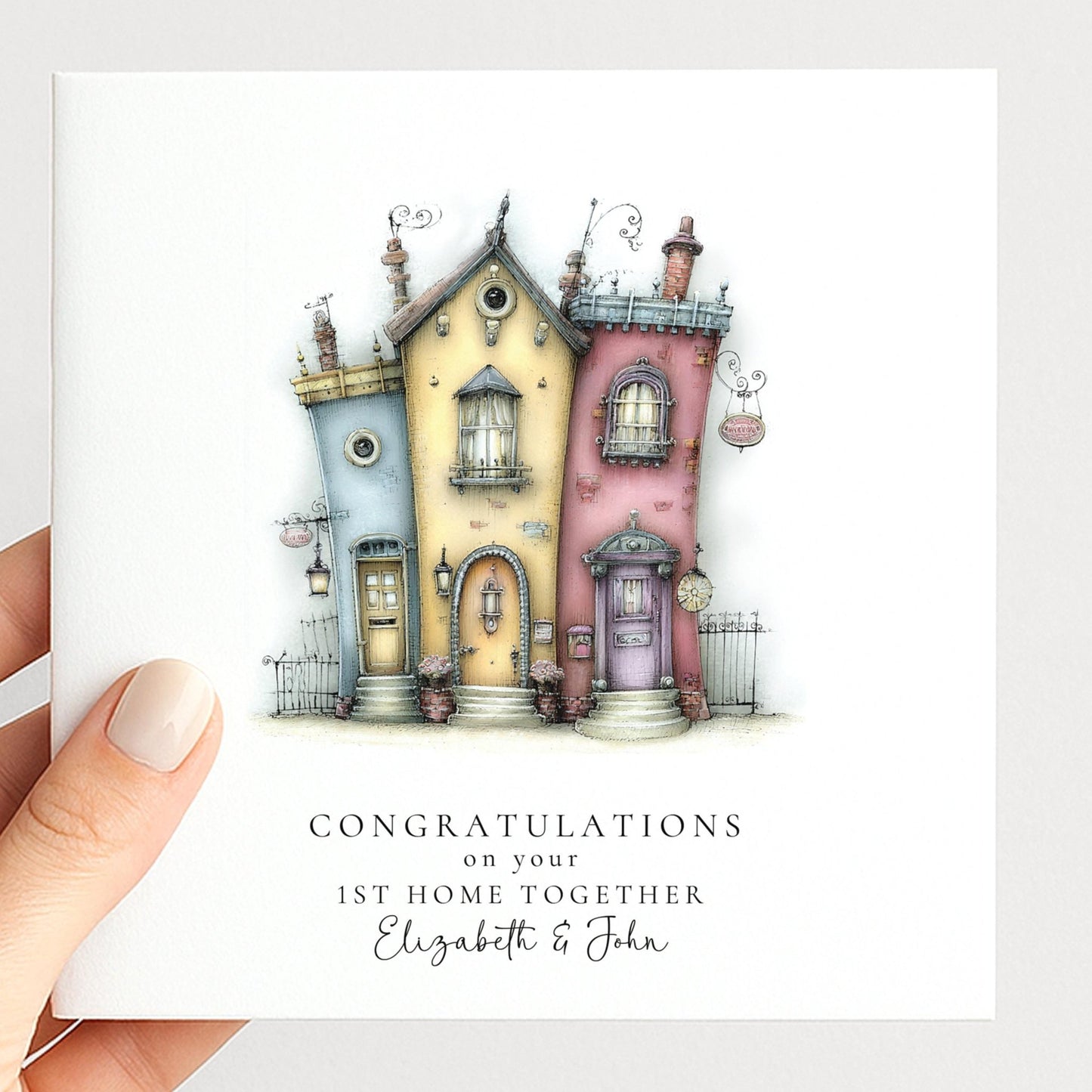 Personalised New Home Card – Colourful House Illustration | Matte Finish Card - Whimsi Lilley