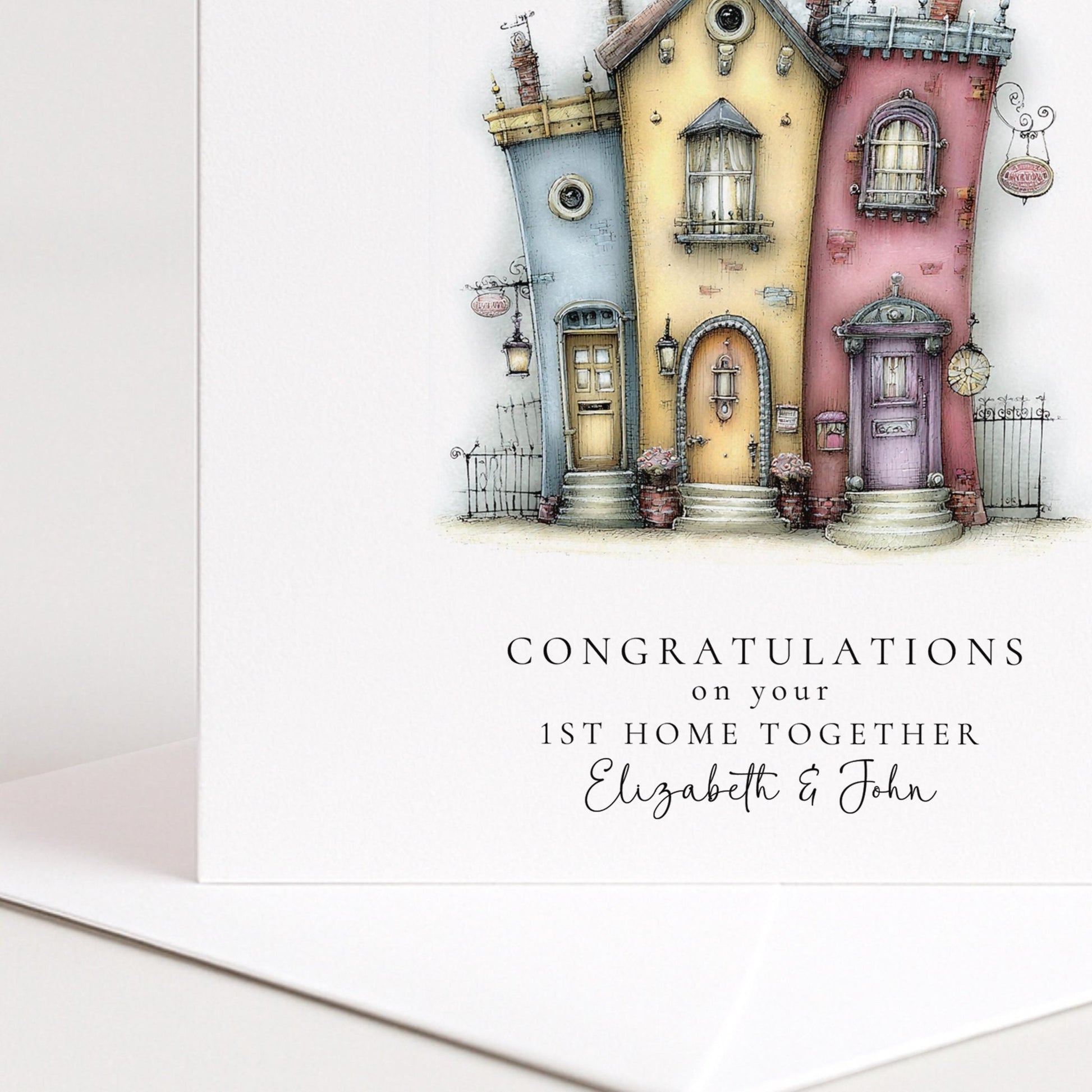 Personalised New Home Card – Colourful House Illustration | Matte Finish Card - Whimsi Lilley