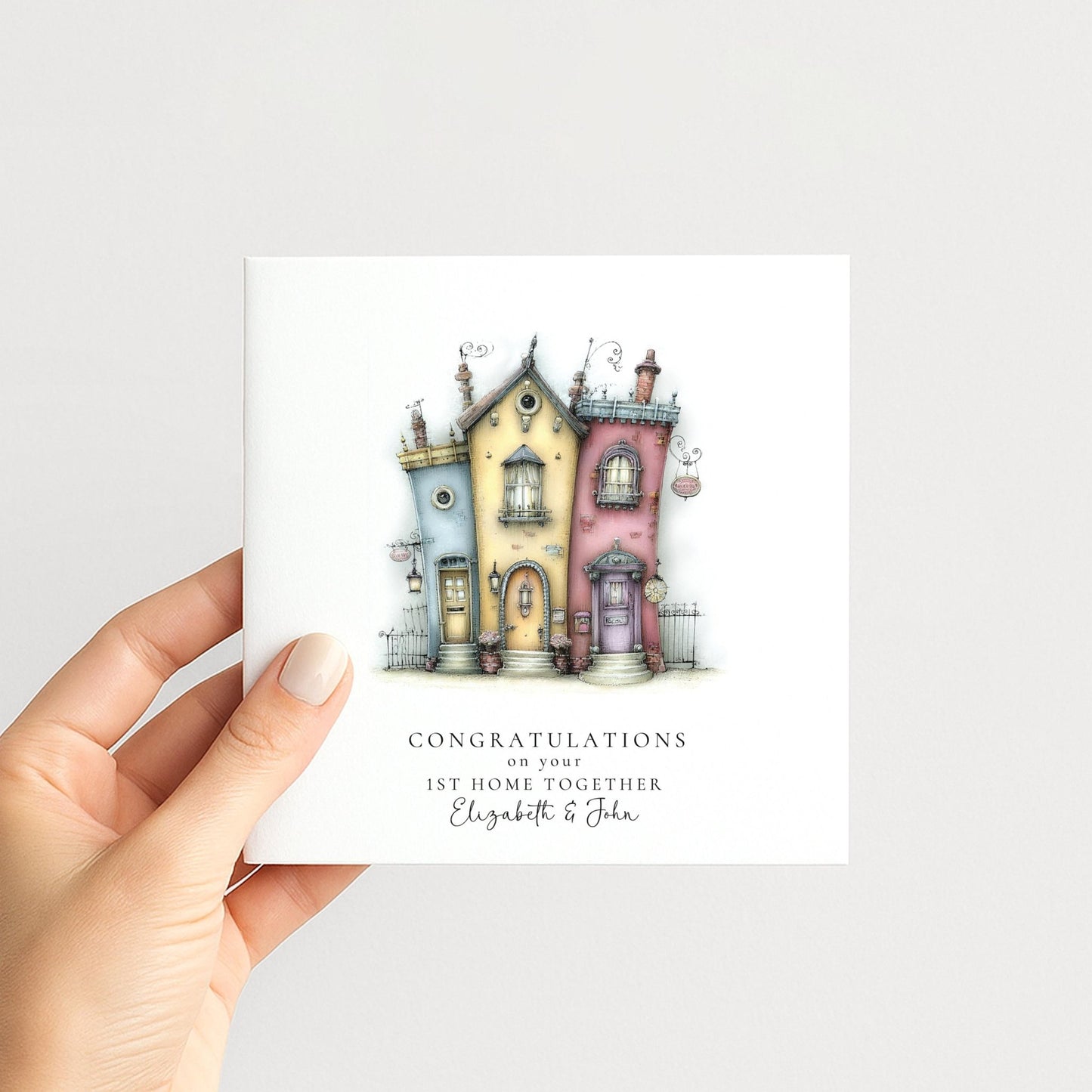 Personalised New Home Card – Colourful House Illustration | Matte Finish Card - Whimsi Lilley
