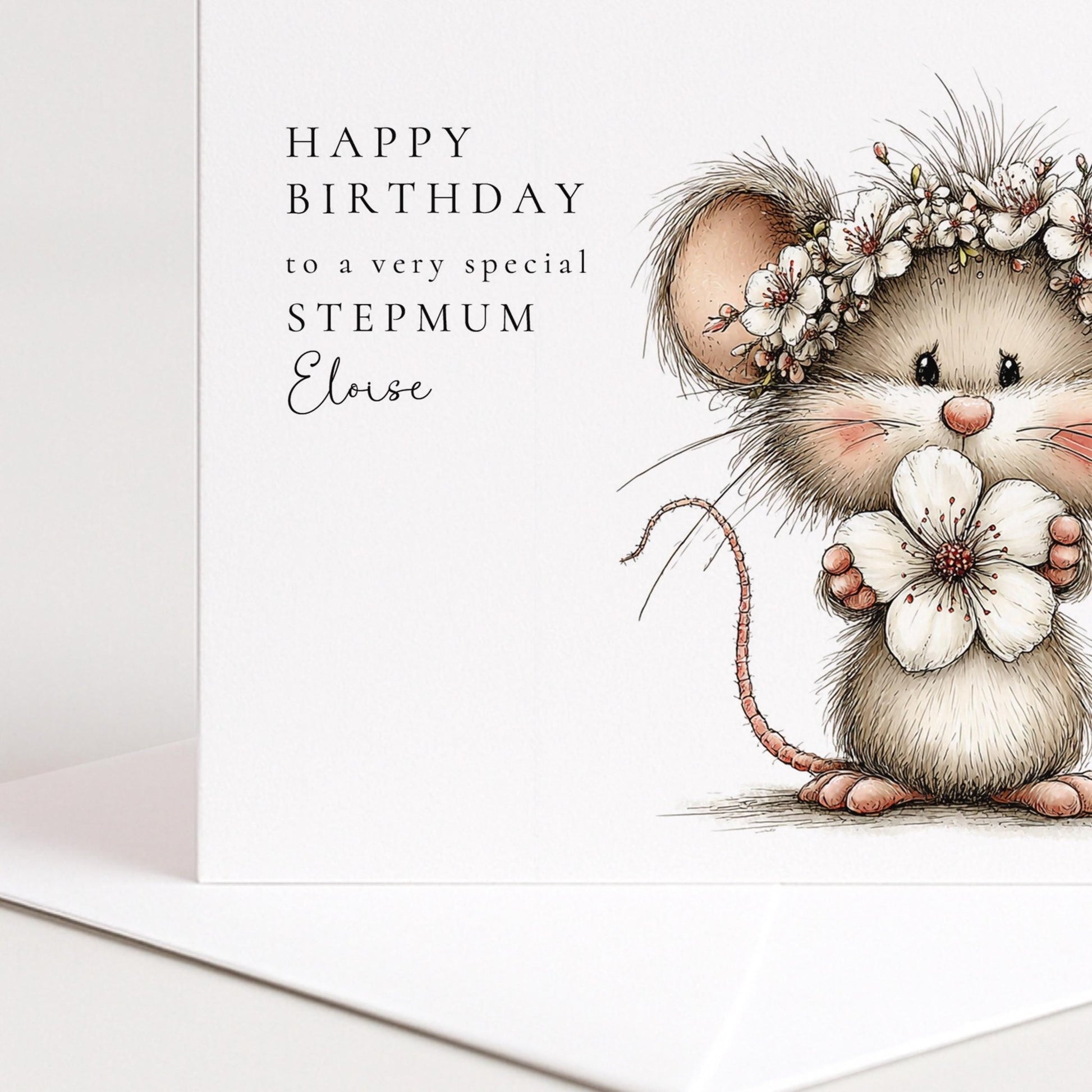 Stepmum Birthday Card – Personalised Custom Name Greeting Card - Whimsi Lilley