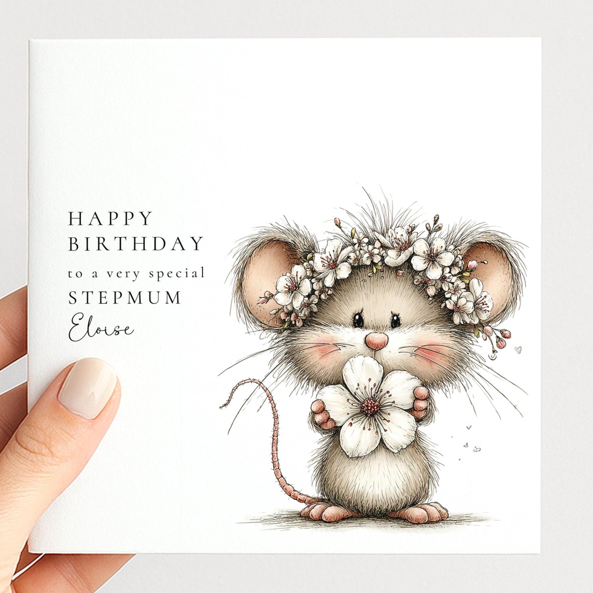 Stepmum Birthday Card – Personalised Custom Name Greeting Card - Whimsi Lilley