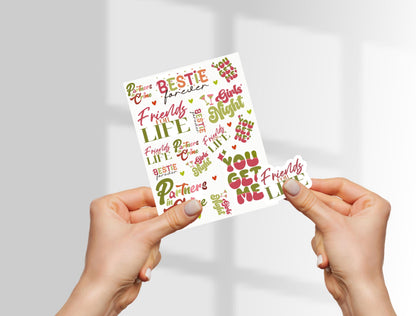 Bestie sticker sheet, friends for life, partners in crime stickers