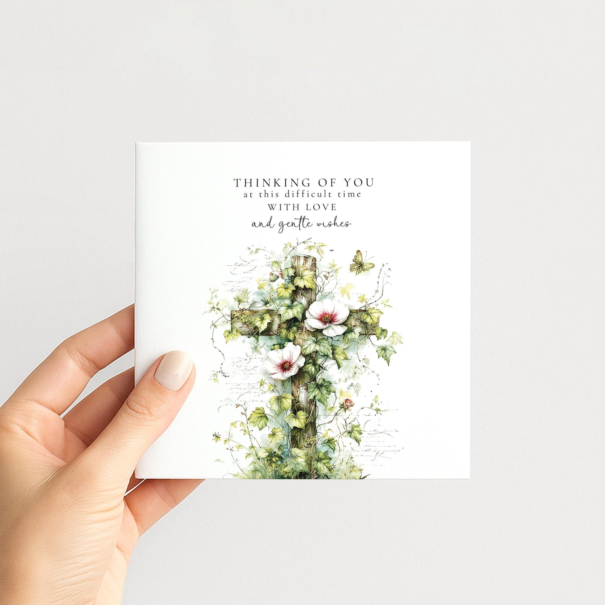 Sympathy Card - Thinking of You Bereavement Cross With Gentle Comfort - Whimsi Lilley