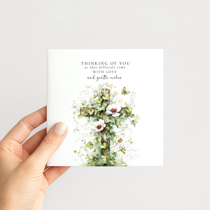 Sympathy Card - Thinking of You Bereavement Cross With Gentle Comfort - Whimsi Lilley