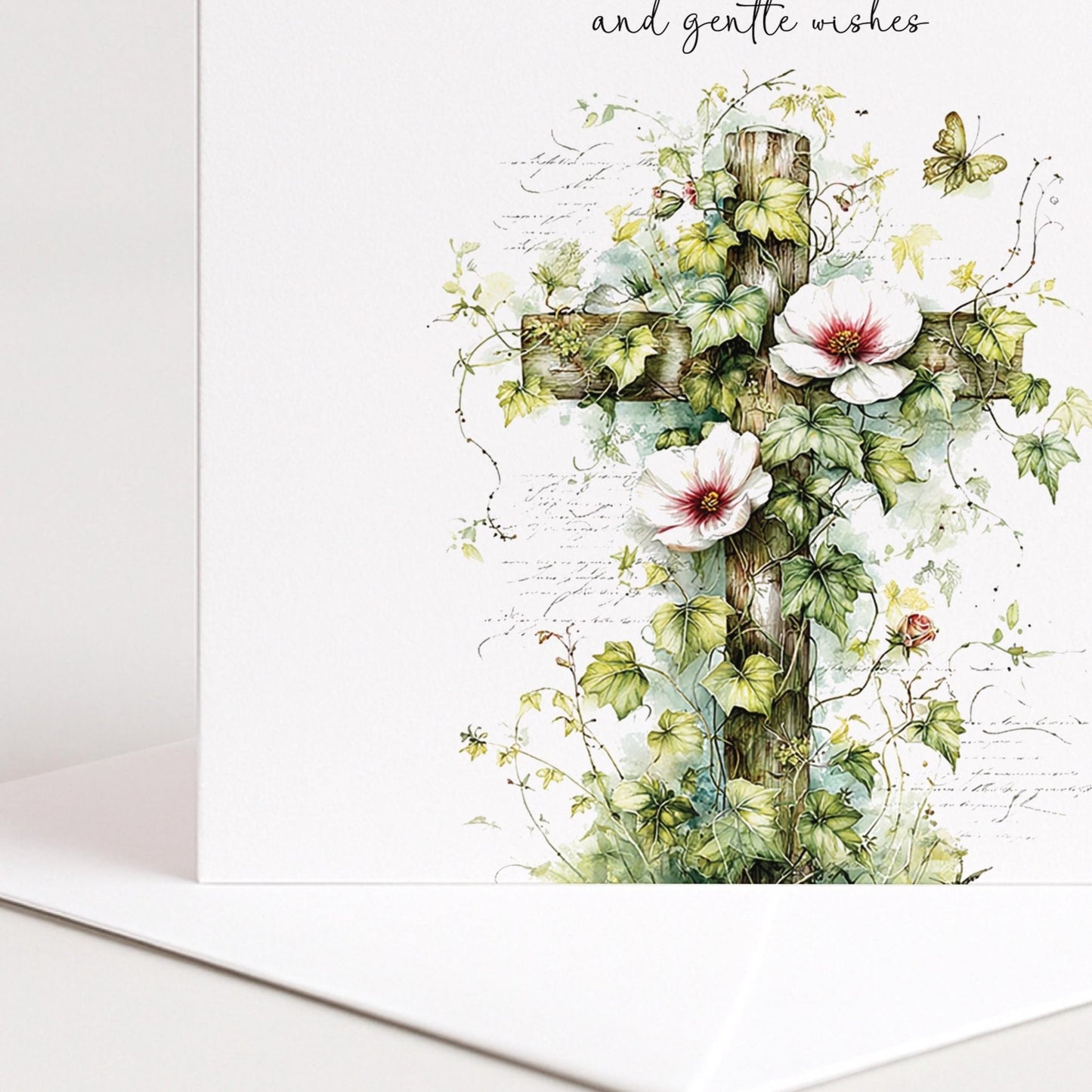 Sympathy Card - Thinking of You Bereavement Cross With Gentle Comfort - Whimsi Lilley