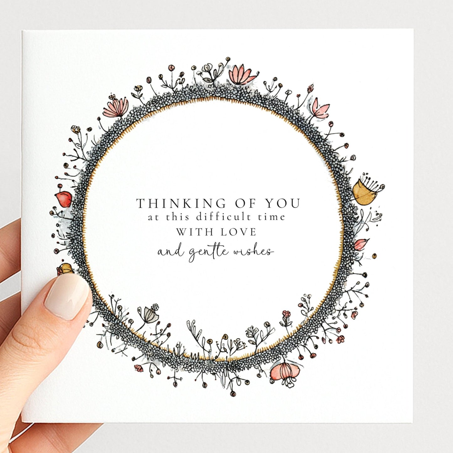 Sympathy Card - Thinking of You Floral Bereavement Comfort Card Matte Finish - Whimsi Lilley