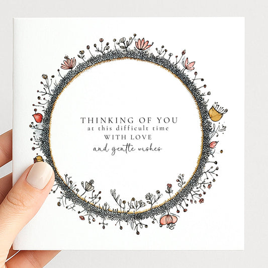 Sympathy Card - Thinking of You Floral Bereavement Comfort Card Matte Finish - Whimsi Lilley