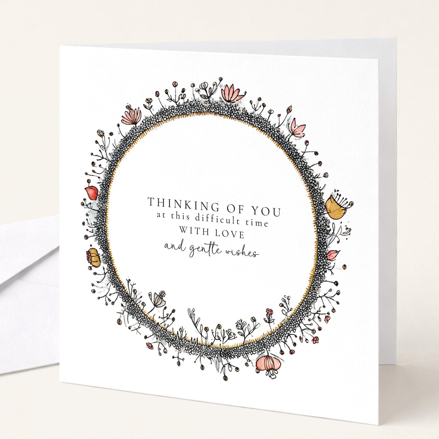 Sympathy Card - Thinking of You Floral Bereavement Comfort Card Matte Finish - Whimsi Lilley