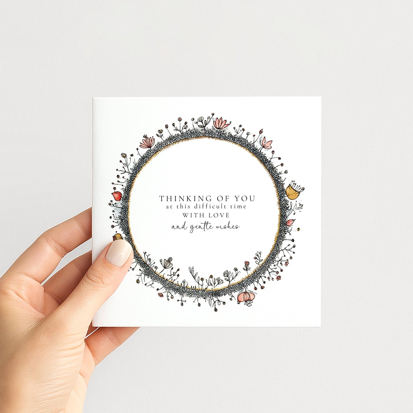 Sympathy Card - Thinking of You Floral Bereavement Comfort Card Matte Finish - Whimsi Lilley