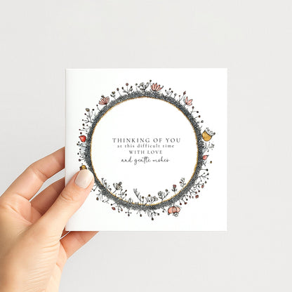 Sympathy Card - Thinking of You Floral Bereavement Comfort Card Matte Finish - Whimsi Lilley