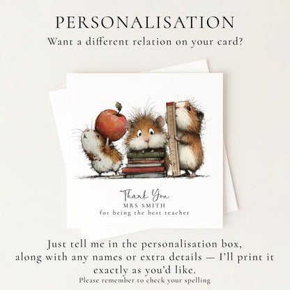 Thank You Teacher Card - Whimsi Lilley