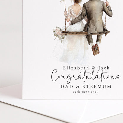 Wedding Congratulations Card – Personalised Dad & Stepmum Family Keepsake - Whimsi Lilley
