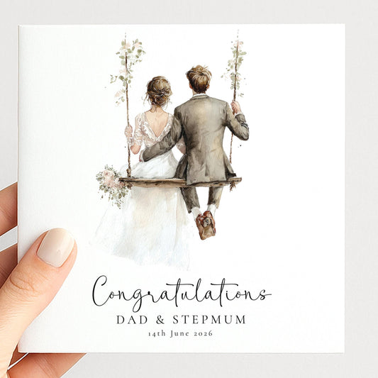 Wedding Congratulations Card – Personalised Dad & Stepmum Family Keepsake - Whimsi Lilley