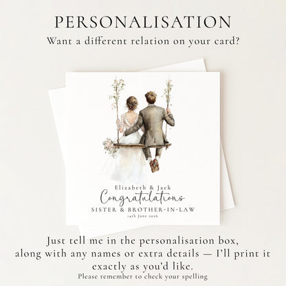Wedding Congratulations Card – Personalised Sister & Brother in Law Keepsake - Whimsi Lilley