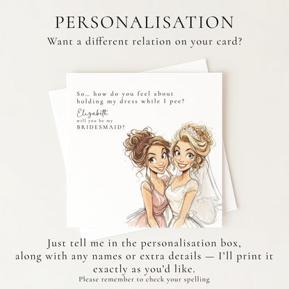 Blonde bride will you be my bridesmaid card by Whimsi Lilley, featuring floral accents and elegant script for wedding proposals.